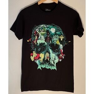 Disney Villains T-Shirt Graphic Print Skull Halloween Black Size S Horror Nights